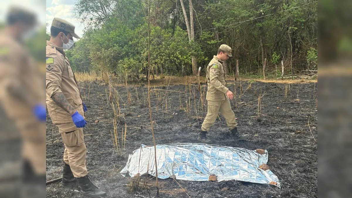 Corpo carbonizado é encontrado em área de pasto no interior de Goiás