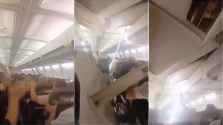 Teto de avião despenca durante voo e causa pânico no Irã; veja vídeo