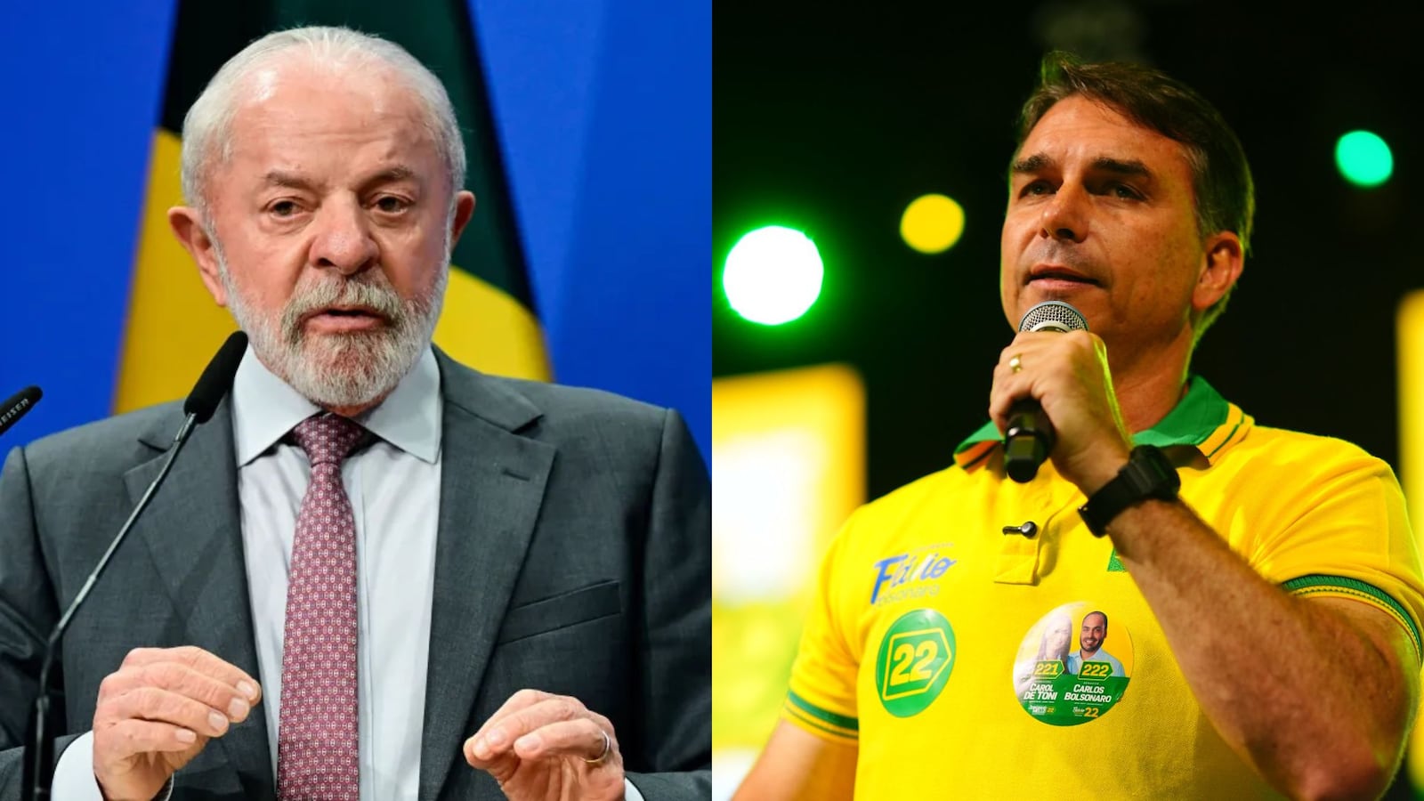 Lula e Flávio Bolsonaro focaram em pautas econômicas durante horário eleitoral Montagem: Fabian Bimmer/Reuters; Charles Vieira/Campanha Flávio Bolsonaro