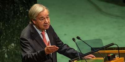 Ant&oacute;nio Guterres, Secret&aacute;rio-Geral das Na&ccedil;&otilde;es Unidas (ONU), discursa na abertura da Assembleia Geral da ONU. Foto: Michael Kappeler/picture alliance via Getty Images