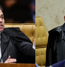 Os ministros André Mendonça e Gilmar Mendes Foto: Montagem: Alejandro Zambrana e Rosinei Coutinho/STF