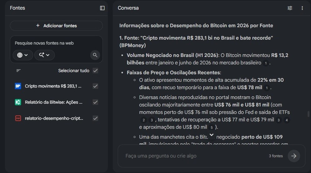 NotebookLM resolve consulta cruzada, sem que o usuário precise reabrir arquivo por arquivo — Foto: Diedrich Bader/TechTudo