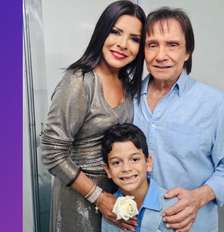 Mara Maravilha e Miguel com Roberto Carlos: o menino é fã do cantor Foto: Reprodução/@maramaravilhaoficial