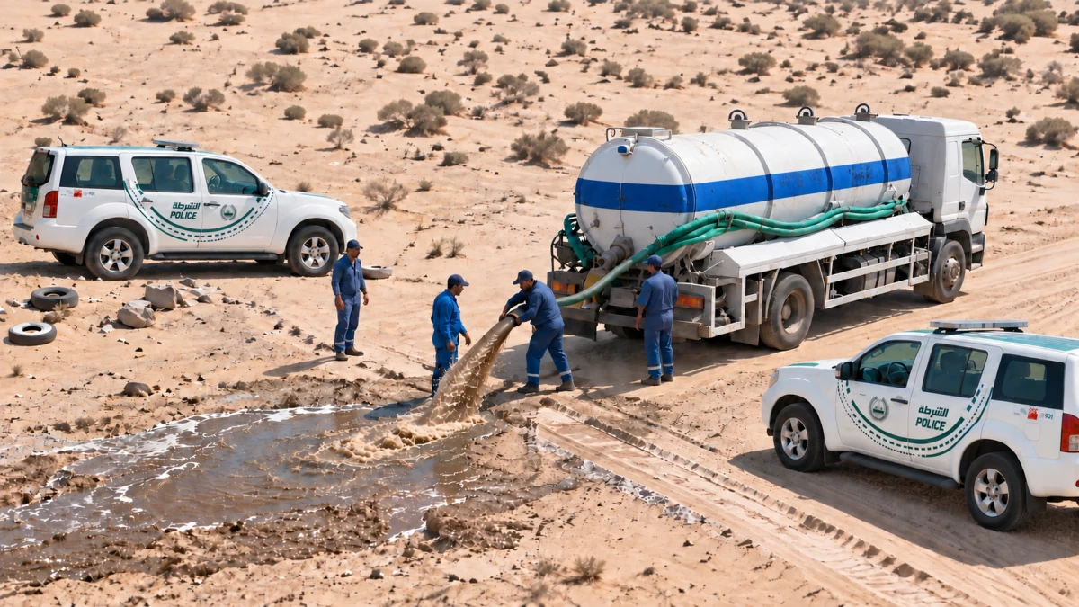Dubai Police stressed that harmful materials such as sewage and petrochemical waste must only be disposed of at designated locations and in accordance with approved procedures. Photo credit: Supplied