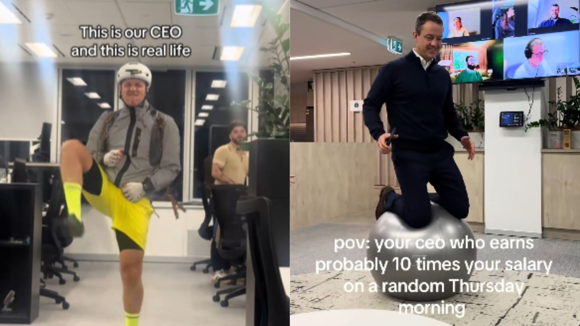 CEO ‘doidão’ chega à empresa de bermuda e viraliza com dança maluca; assista