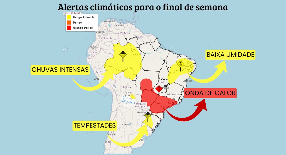 Fim de semana tem alerta vermelho para onda de calor e tempestades