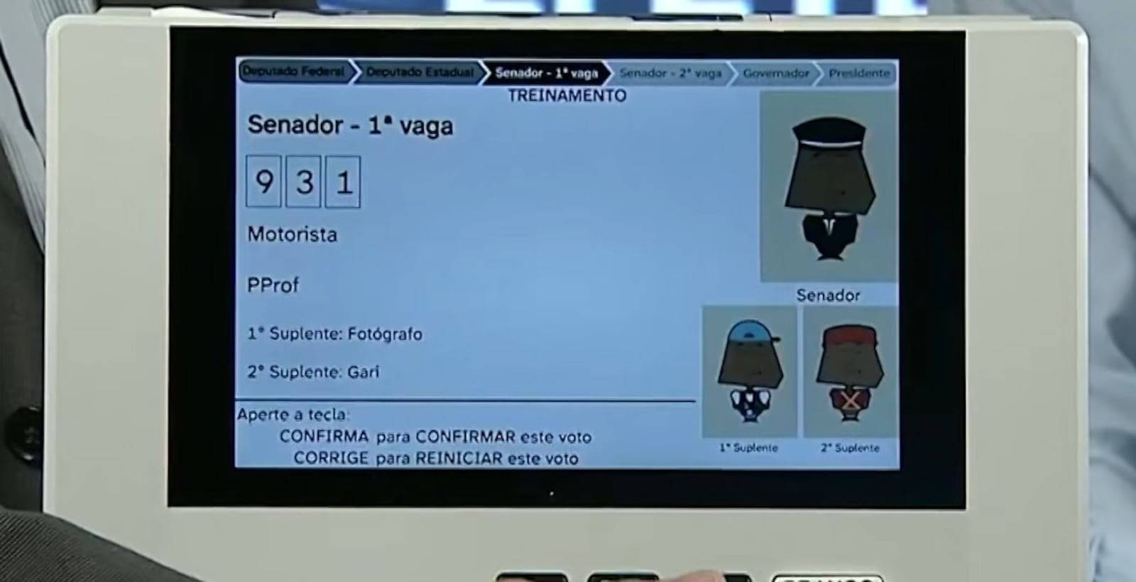 Imagem do teste da urna eletrônica com a barra de progresso Reprodução/ TV Senado - 26.08.2026