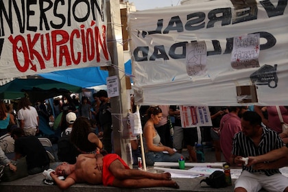 As imagens do acampamento na Puerta del Sol em Madri para protestar contra a crise habitacional