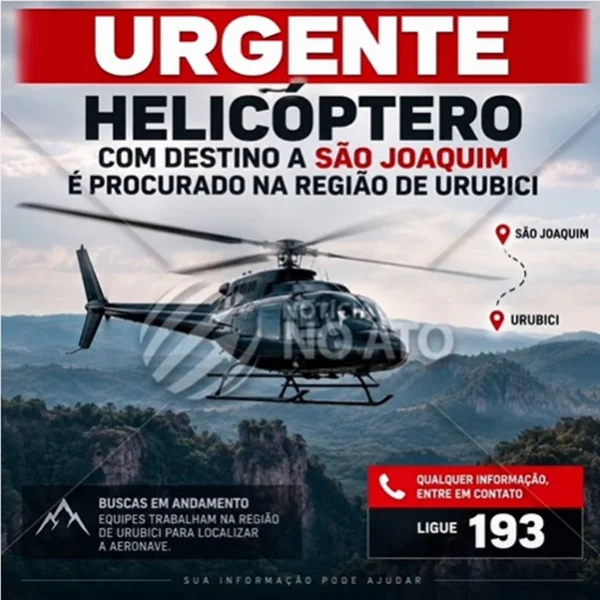 Corpo de Bombeiros confirma queda de helicóptero em Santa Catarina