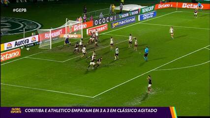 Coritiba e Athletico-PR empatam em 3 a 3 em clássico agitado