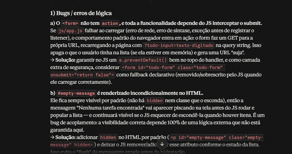 Revisão do Claude para o código gerado pelo ChatGPT — Foto: Diedrich Bader/TechTudo