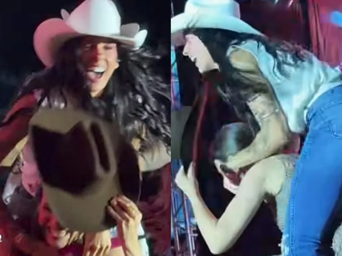 Ana Castela derruba prefeita em cima do palco em show no interior de SP