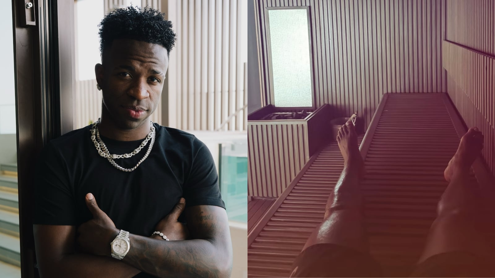 Vini Jr. publicou foto relaxando na sauna Reprodução/Instagram/@vinijr