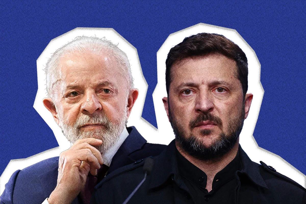Imagem colorida mostra Lula e Zelensky - Metrópoles
