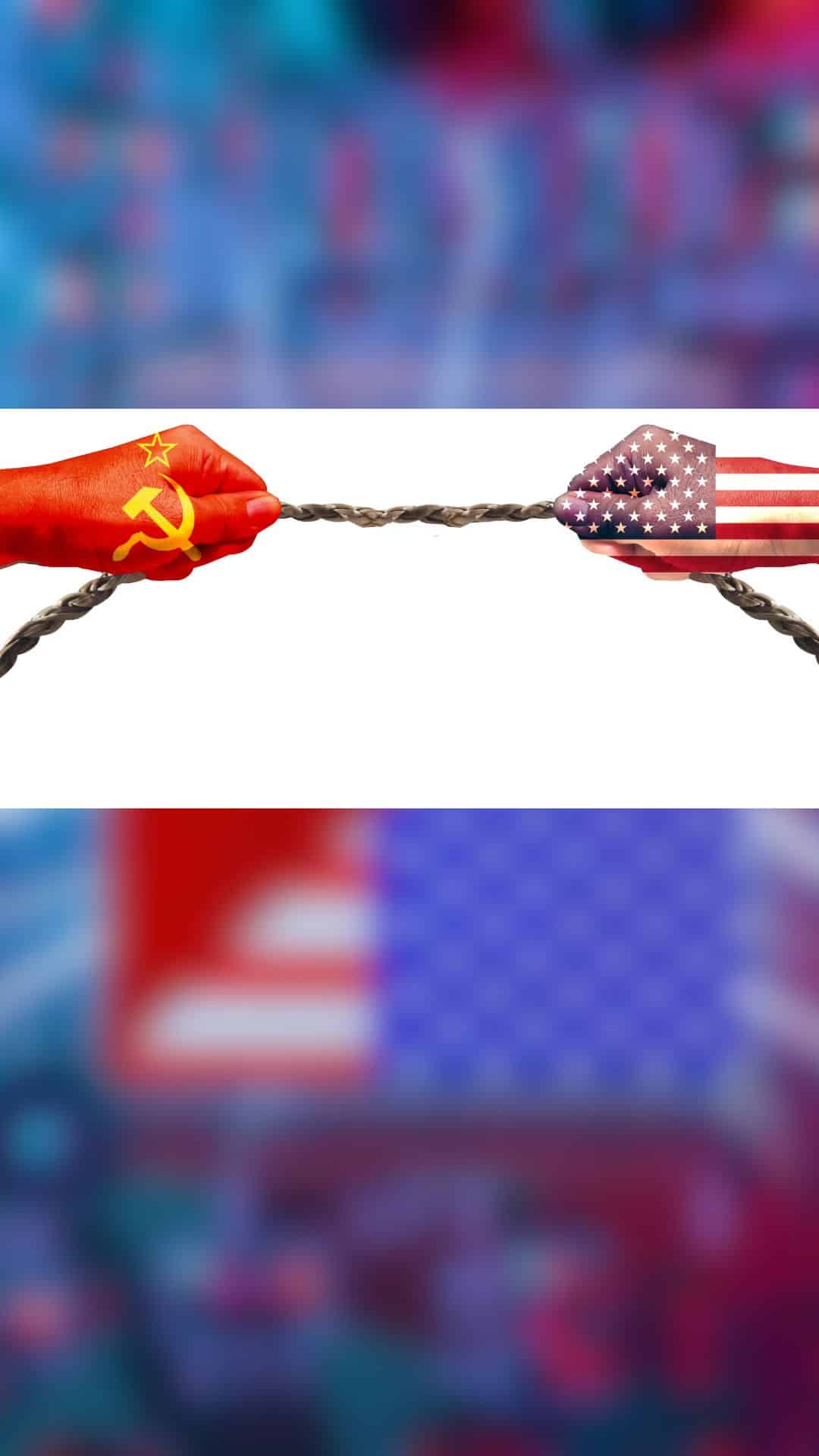 Ilustração de mãos com bandeiras da China e dos Estados Unidos puxando corda