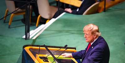 Donald Trump durante discurso na Assembleia Geral da ONU Foto: Reprodu&ccedil;&atilde;o/X/@SecRubio