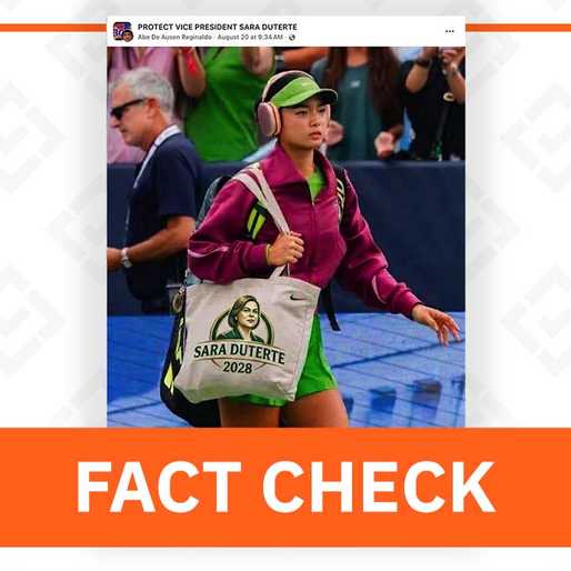 FACT CHECK: Photo of Alex Eala carrying Sara Duterte-themed bag is AI-generated