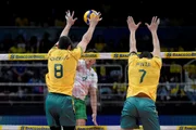 Bloqueio na partida entre Brasil x Bolívia, pelo SUl-Americano de Vôlei