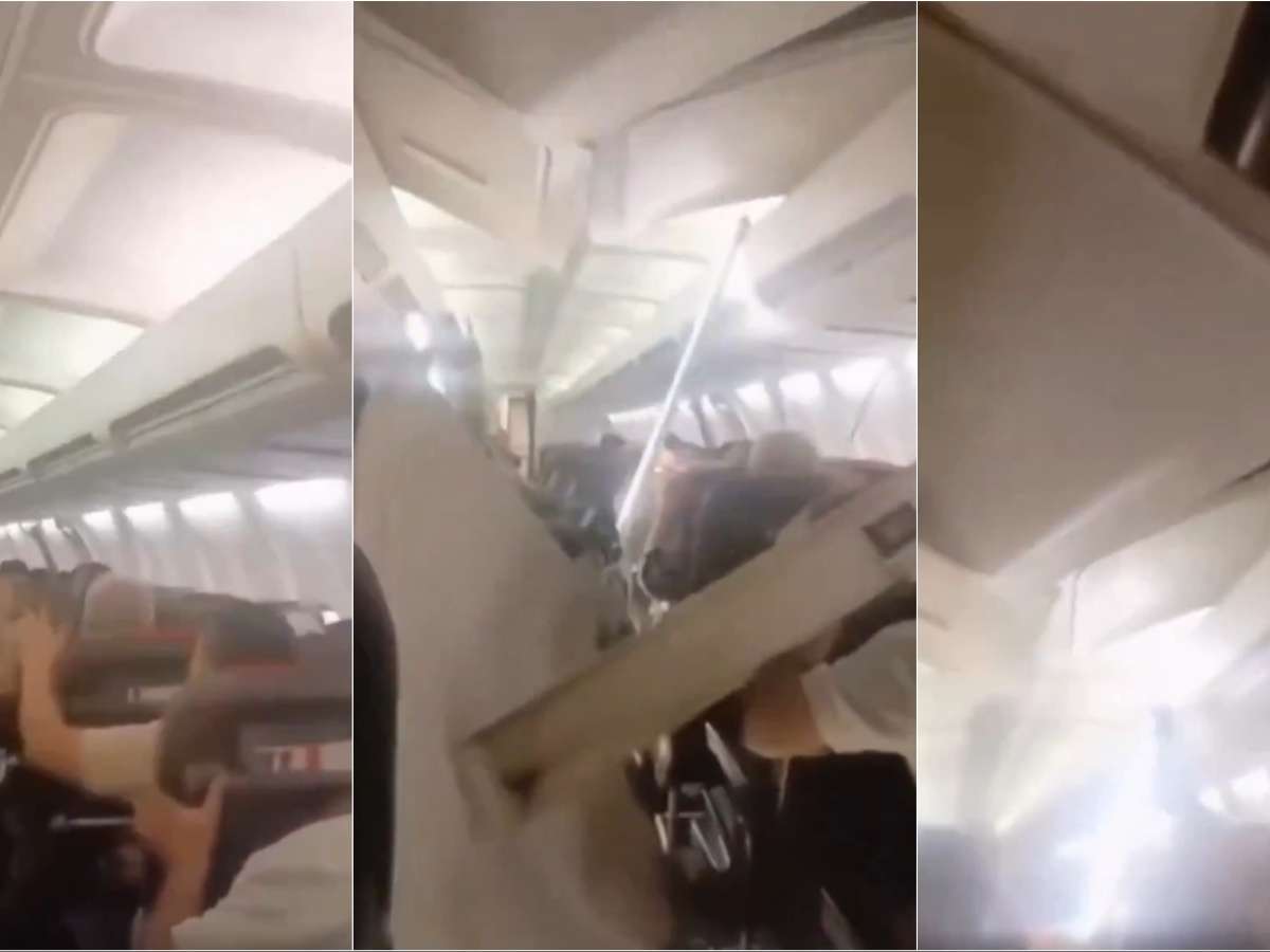 Teto de avião despenca durante voo e causa pânico no Irã; veja vídeo