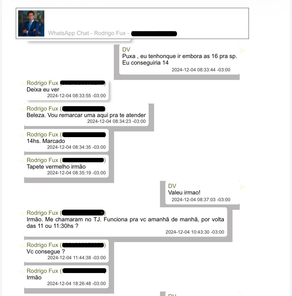 Vorcaro pediu a ajuda de filho de Fux que ofereceu "tapete vermelho" a dono do Master; veja mensagens