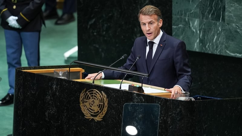 President of France, Emmanuel Macron delivers a speech during the 81st United Nations General Assembly (UNGA) in New York, United States, on September 22, 2026