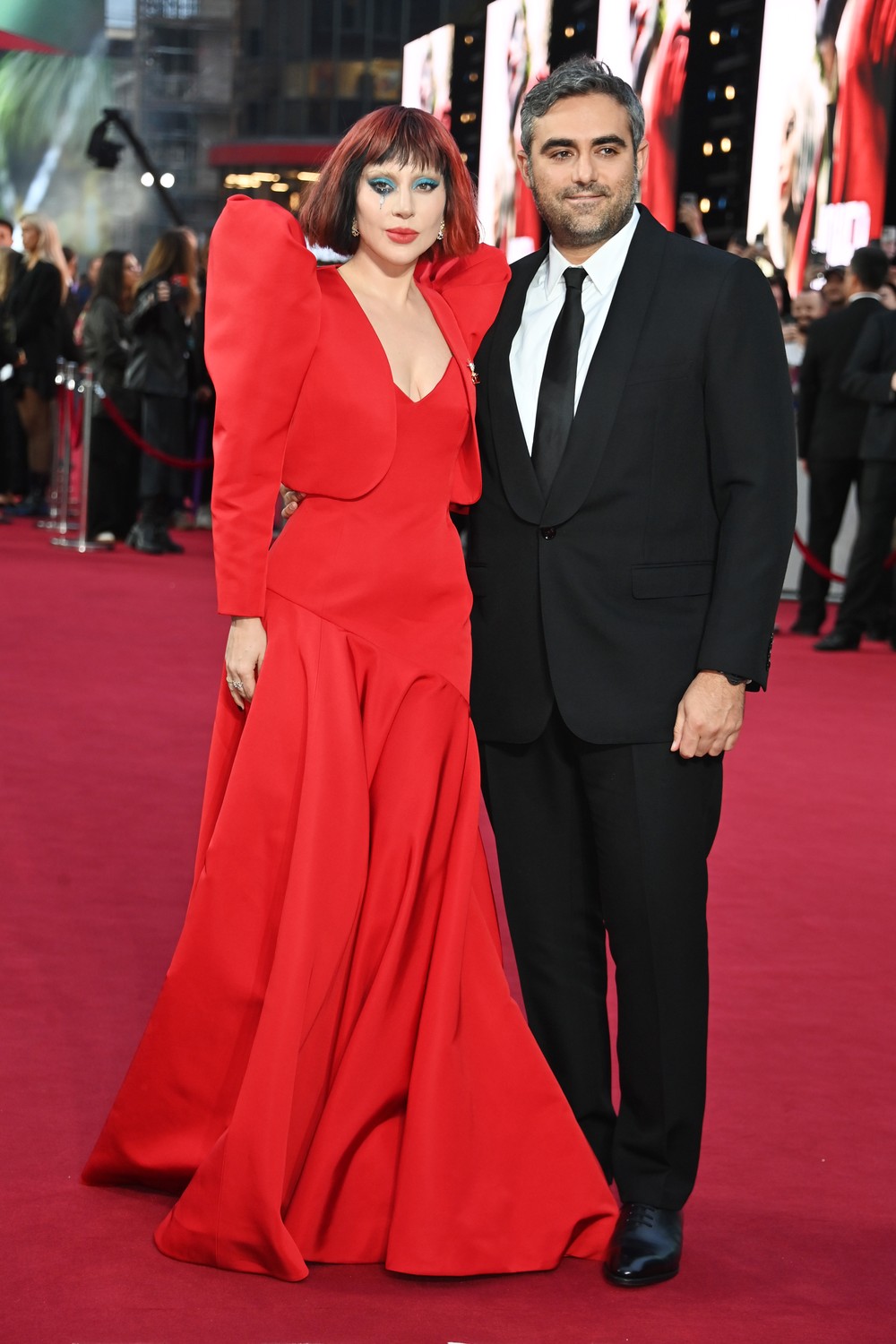 Lady Gaga e Michael Polansky no lançamento de Coringa: Delírio a Dois (2024) em Londres — Foto: Getty Images