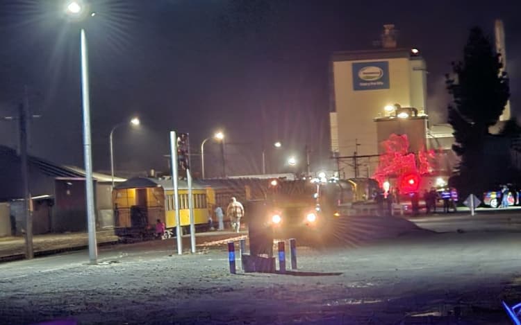 The scene of a train accident in Te Awamutu, September 2026.
