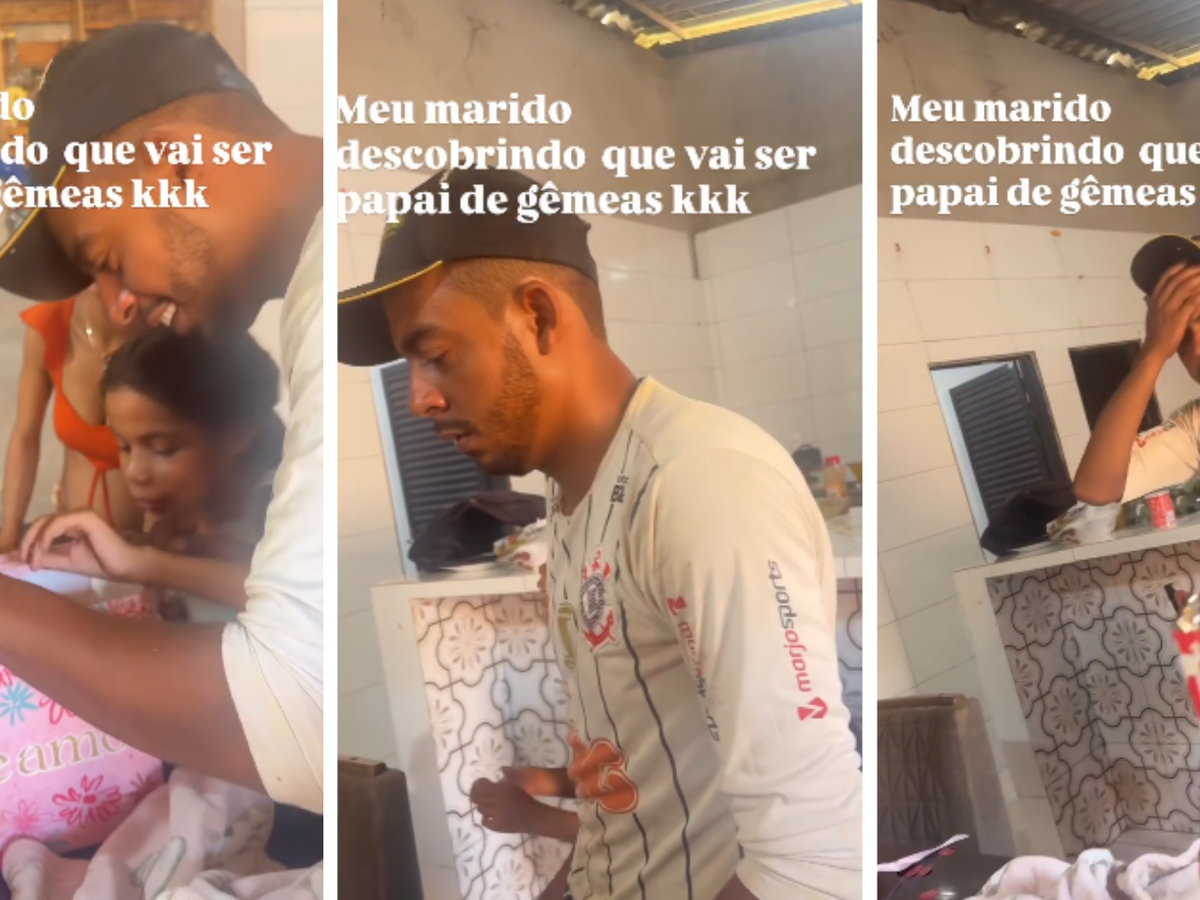 ‘É mesmo?’: reação de homem ao descobrir que vai ser pai de gêmeas viraliza; assista