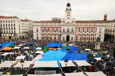 As imagens do acampamento na Puerta del Sol em Madri para protestar contra a crise habitacional