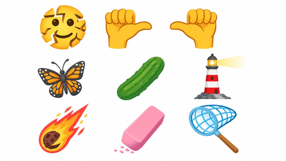 Rosto rachado, picles e meteoro: veja os 9 emojis novos que chegam em breve