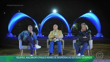 Felipão, Mazaropi e Paulo Nunes se despedem do Estádio Olímpico