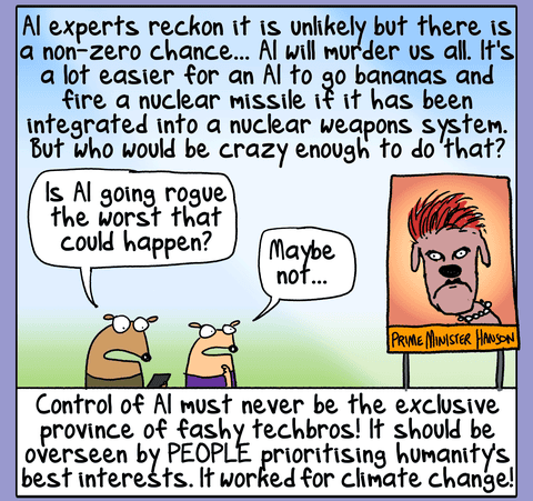 Cartoon by First Dog on the Moon titled Will AI Kill Us All?, panel 2