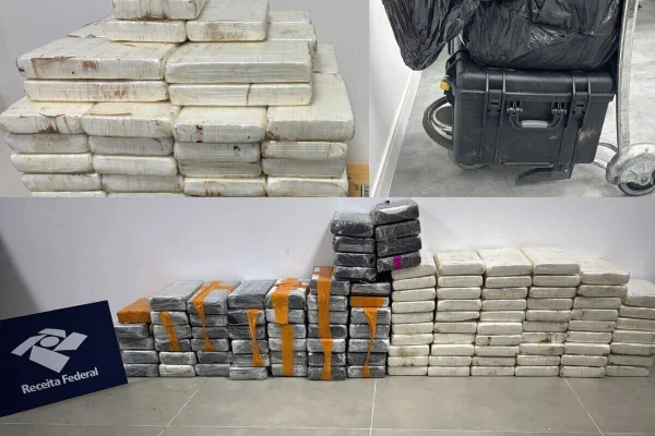 Aeroporto: homem é preso tentando levar R$ 5,8 milhões de cocaína nas malas - destaque galeria