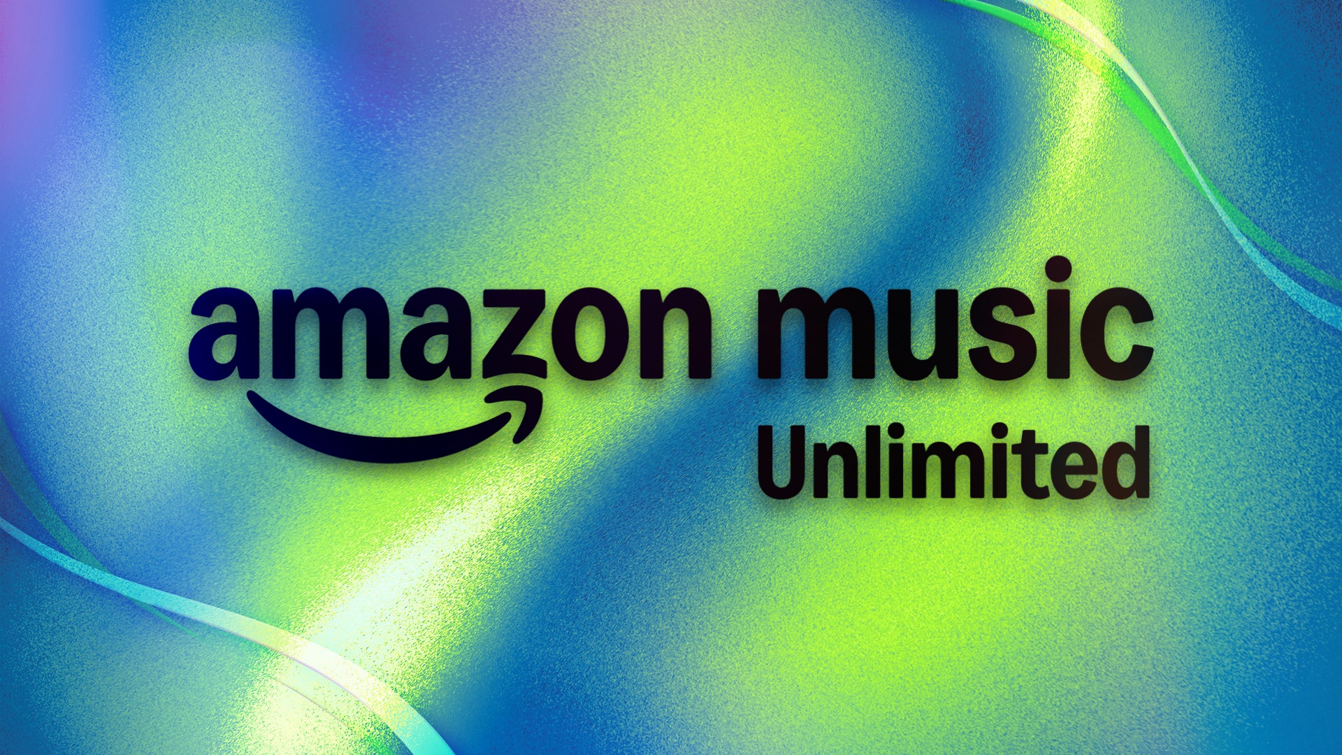 Amazon Music Unlimited logo on a green and blue background