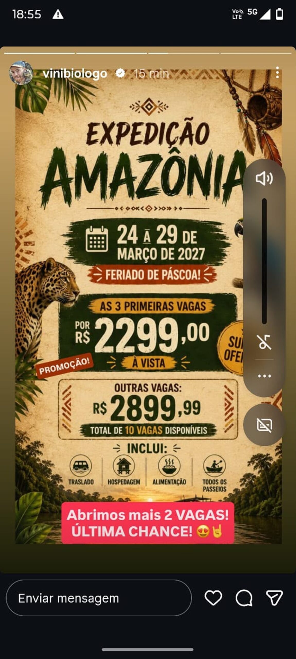 Vini Biólogo é acusado de calote em pacotes de viagem para a Amazônia