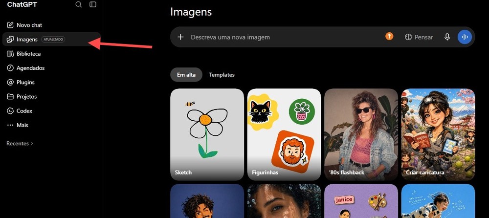 Acesse a ferramenta de imagens do ChatGPT — Foto: Diedrich Bader/TechTudo