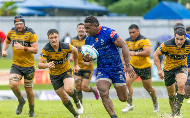 LAUTOKA, FIJI - FEBRUARY 28:Inia Tabuavo of the Fijian Drua runs with the ball during the round three Super Rugby match between Fijian Drua and Hurricanes at Churchill Park, on February 28, 2026, in Lautoka, Fiji. (Photo by Pita Simpson/Getty Images)