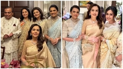 Nita Ambani and Mukesh Ambani at a family function.