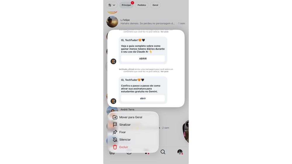 A função de prévia de mensagens entre os recursos disponíveis para assinantes — Foto: Reprodução/Instagram