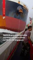 Navio de grande porte colide com barco de pesca chinês no Estreito de Singapura