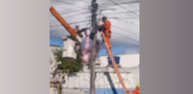 Homem morre em cima de poste e corpo fica preso à fiação em Olinda