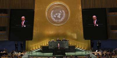 Netanyahu discursou na ONU com plen&aacute;rio esvaziado Foto: ANSA / Ansa - Brasil