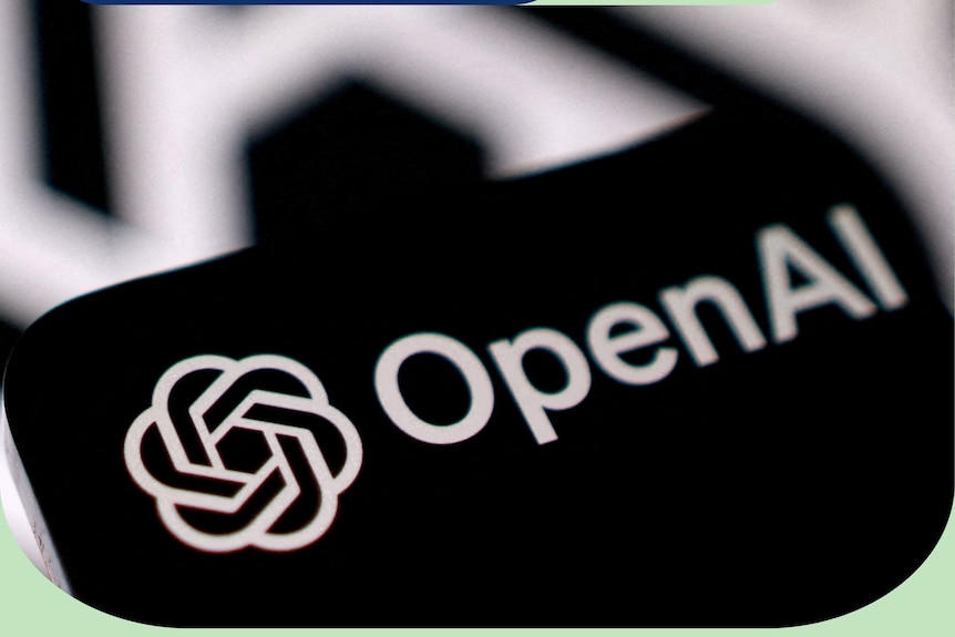 A close up shot of OpenAI's black and white logo.
