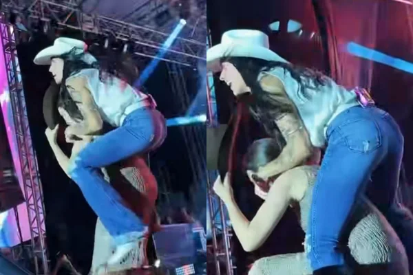 Ana Castela derruba prefeita em cima do palco em show no interior de SP - destaque galeria