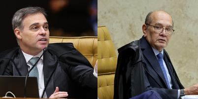 Os ministros Andr&eacute; Mendon&ccedil;a e Gilmar Mendes Foto: Montagem: Alejandro Zambrana e Rosinei Coutinho/STF