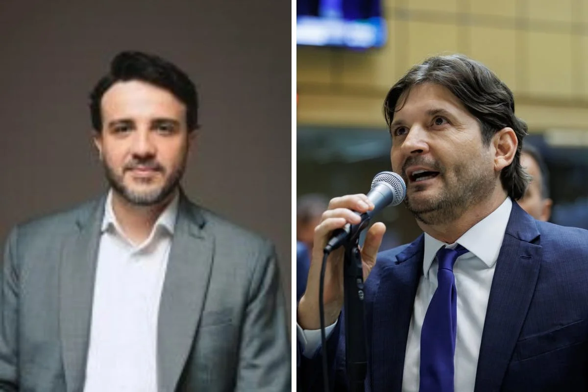 O presidenciável Renan dos Santos (Missão) e o candidato ao Senado André do Prado (PL).