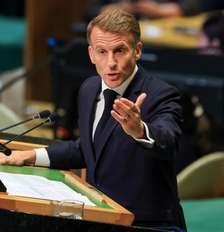 O presidente francês, Emmanuel Macron, durante discurso na 81ª Assembleia Geral das Nações Unidas, em Nova York, em 22 de setembro de 2026. Foto: REUTERS - Brendan McDermid / RFI