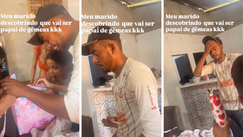 ‘É mesmo?’: reação de homem ao descobrir que vai ser pai de gêmeas viraliza; assista