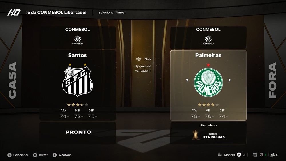 Santos e Palmeiras estão no EA FC 27, mas sem a licença dos atletas — Foto: Luccas Melo/TechTudo