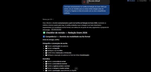 Cartilha de Redação do Enem 2026: saiba como usar o PDF para estudar com IA